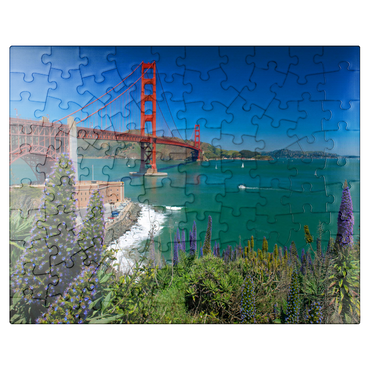 puzzleplate San Francisco Bay with Golden Gate Bridge and Fort Point National Historic Site, San Francisco, California, USA 100 Jigsaw Puzzle