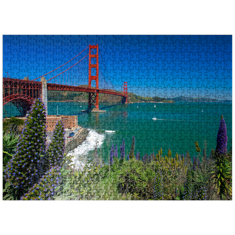 puzzleplate San Francisco Bay with Golden Gate Bridge and Fort Point National Historic Site, San Francisco, California, USA 500 Jigsaw Puzzle