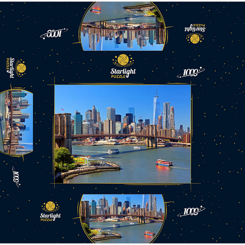 View to Brooklyn Bridge with One World Trade Center, Manhattan, New York City, New York, USA 1000 Jigsaw Puzzle box 3D Modell