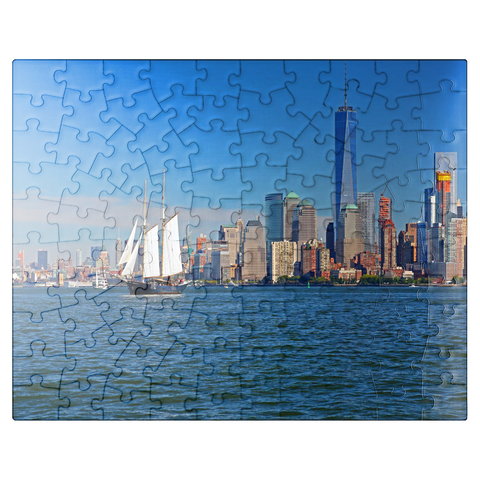 puzzleplate Hudson River to the World Financial Center and One World Trade Center, Manhattan, New York City, New York, USA 100 Jigsaw Puzzle