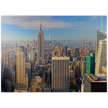 puzzleplate View from Rockefeller Center to Empire State Building and One World Trade Center, Manhattan, New York City, New York, USA 1000 Jigsaw Puzzle