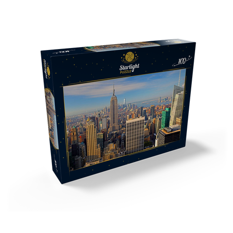 View from Rockefeller Center to Empire State Building and One World Trade Center, Manhattan, New York City, New York, USA 100 Jigsaw Puzzle box view1
