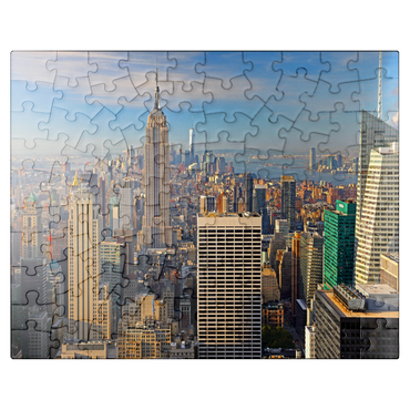 puzzleplate View from Rockefeller Center to Empire State Building and One World Trade Center, Manhattan, New York City, New York, USA 100 Jigsaw Puzzle