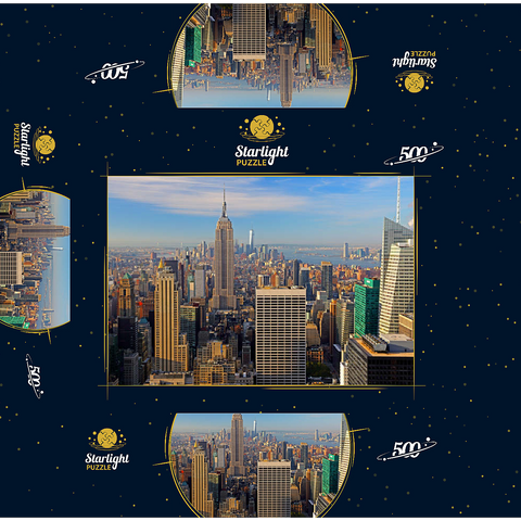 View from Rockefeller Center to Empire State Building and One World Trade Center, Manhattan, New York City, New York, USA 500 Jigsaw Puzzle box 3D Modell