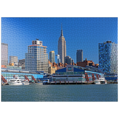 puzzleplate Hudson River with Empire State Building in Midtown Manhattan, New York City, New York, USA 1000 Jigsaw Puzzle