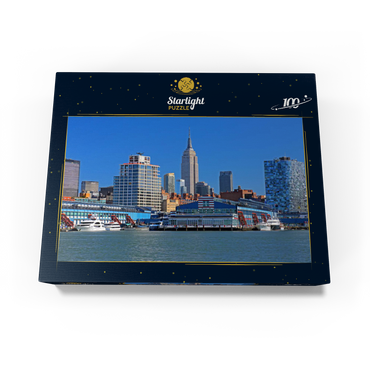 Hudson River with Empire State Building in Midtown Manhattan, New York City, New York, USA 100 Jigsaw Puzzle box view1