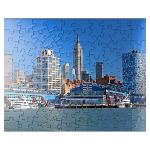 puzzleplate Hudson River with Empire State Building in Midtown Manhattan, New York City, New York, USA 100 Jigsaw Puzzle
