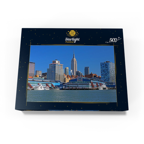 Hudson River with Empire State Building in Midtown Manhattan, New York City, New York, USA 500 Jigsaw Puzzle box view1
