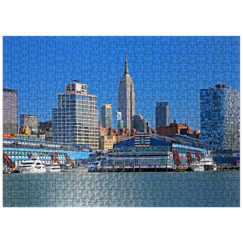 puzzleplate Hudson River with Empire State Building in Midtown Manhattan, New York City, New York, USA 500 Jigsaw Puzzle