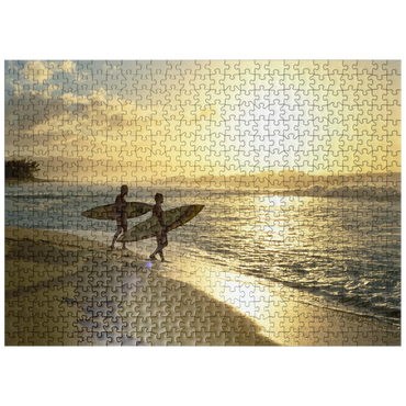 puzzleplate Surfer at the Sunset Beach, Oahu, Hawaii, USA 500 Jigsaw Puzzle