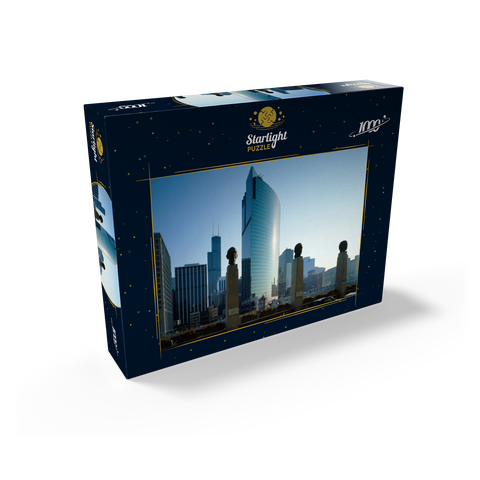 Sun Times Building and Sears Tower, Chicago, Illinois, USA 1000 Jigsaw Puzzle box view1
