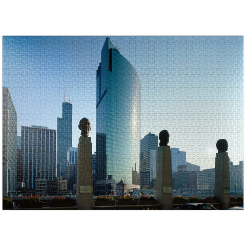 puzzleplate Sun Times Building and Sears Tower, Chicago, Illinois, USA 1000 Jigsaw Puzzle