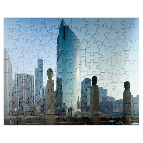 puzzleplate Sun Times Building and Sears Tower, Chicago, Illinois, USA 100 Jigsaw Puzzle