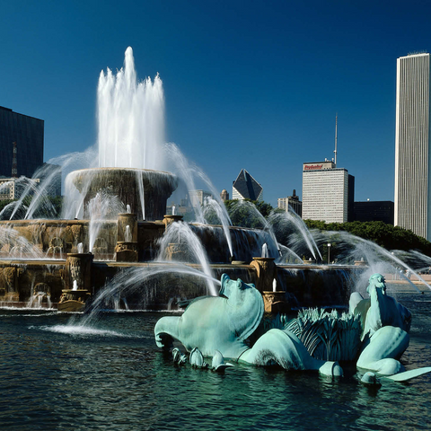 Buckingham Fountain in Grant Park, Chicago, Illinois, USA 1000 Jigsaw Puzzle 3D Modell