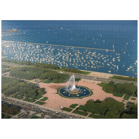 puzzleplate Grant Park with Buckingham Fountain and Lake Michigan, Chicago, Illinois, USA 1000 Jigsaw Puzzle