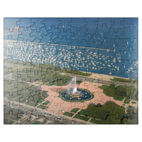 puzzleplate Grant Park with Buckingham Fountain and Lake Michigan, Chicago, Illinois, USA 100 Jigsaw Puzzle