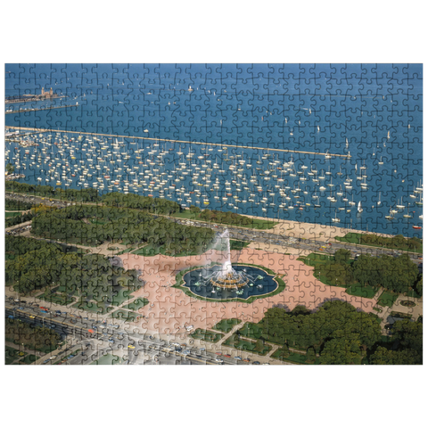 puzzleplate Grant Park with Buckingham Fountain and Lake Michigan, Chicago, Illinois, USA 500 Jigsaw Puzzle
