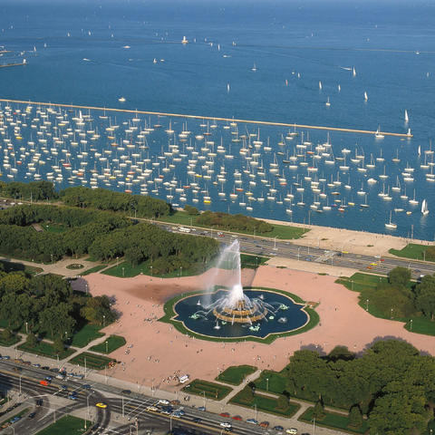 Grant Park with Buckingham Fountain and Lake Michigan, Chicago, Illinois, USA 500 Jigsaw Puzzle 3D Modell