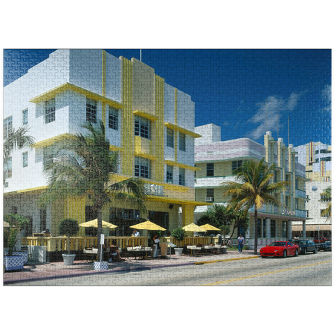 puzzleplate Art Deco Hotels on Ocean Drive in Miami Beach, Florida, USA 1000 Jigsaw Puzzle