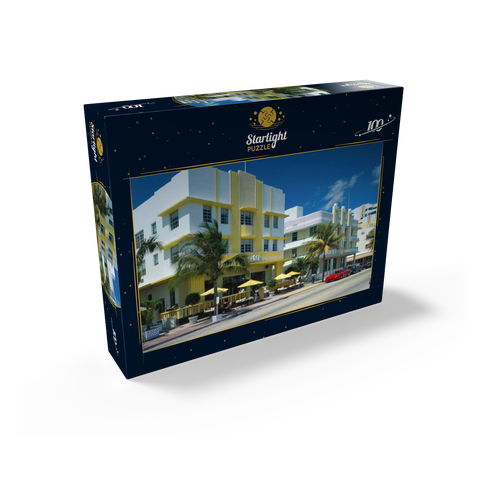 Art Deco Hotels on Ocean Drive in Miami Beach, Florida, USA 100 Jigsaw Puzzle box view1