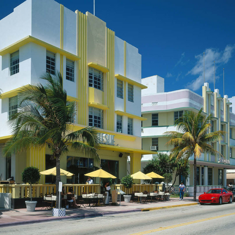 Art Deco Hotels on Ocean Drive in Miami Beach, Florida, USA 100 Jigsaw Puzzle 3D Modell