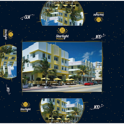 Art Deco Hotels on Ocean Drive in Miami Beach, Florida, USA 100 Jigsaw Puzzle box 3D Modell