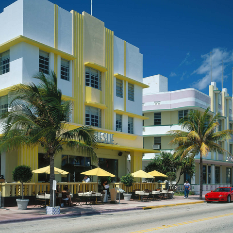 Art Deco Hotels on Ocean Drive in Miami Beach, Florida, USA 500 Jigsaw Puzzle 3D Modell