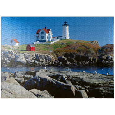 puzzleplate Nubble Lighthouse at Cape Neddick, York Beach, Maine, USA 1000 Jigsaw Puzzle
