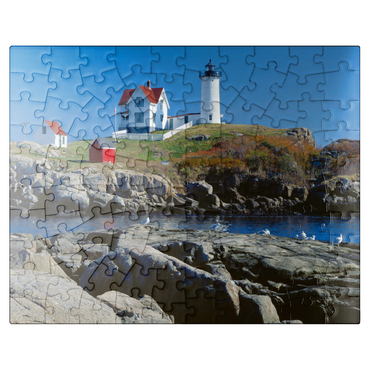 puzzleplate Nubble Lighthouse at Cape Neddick, York Beach, Maine, USA 100 Jigsaw Puzzle