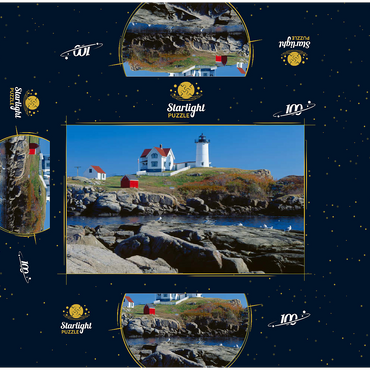 Nubble Lighthouse at Cape Neddick, York Beach, Maine, USA 100 Jigsaw Puzzle box 3D Modell