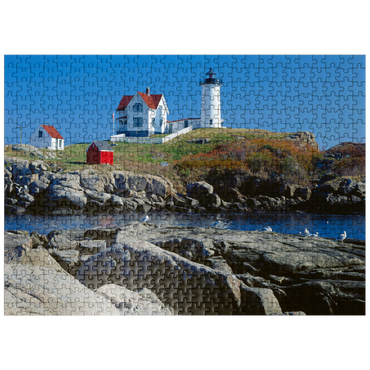 puzzleplate Nubble Lighthouse at Cape Neddick, York Beach, Maine, USA 500 Jigsaw Puzzle