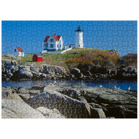 puzzleplate Nubble Lighthouse at Cape Neddick, York Beach, Maine, USA 500 Jigsaw Puzzle