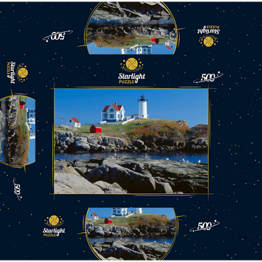 Nubble Lighthouse at Cape Neddick, York Beach, Maine, USA 500 Jigsaw Puzzle box 3D Modell