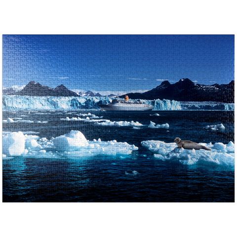 puzzleplate Cruise ship in front of Columbia Glacier, Prince William Sound, Alaska, USA 1000 Jigsaw Puzzle