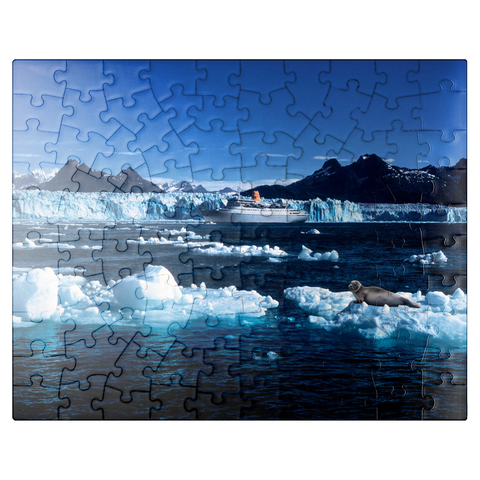 puzzleplate Cruise ship in front of Columbia Glacier, Prince William Sound, Alaska, USA 100 Jigsaw Puzzle
