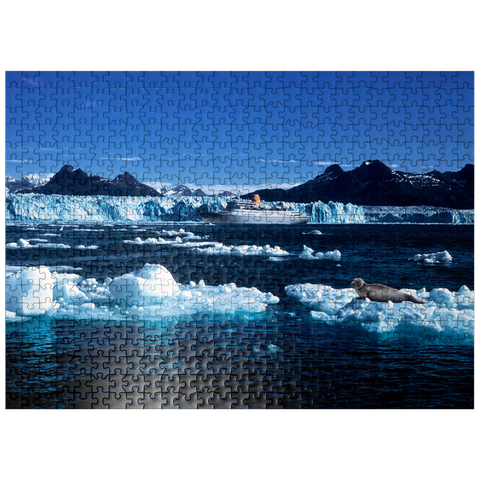 puzzleplate Cruise ship in front of Columbia Glacier, Prince William Sound, Alaska, USA 500 Jigsaw Puzzle