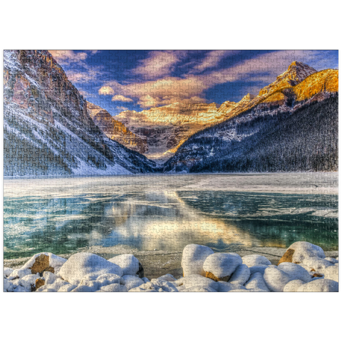 puzzleplate Winter sunrise over picturesque Lago Louse in Banff National Park, Alberta Canada 1000 Jigsaw Puzzle