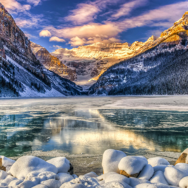 Winter sunrise over picturesque Lago Louse in Banff National Park, Alberta Canada 1000 Jigsaw Puzzle 3D Modell