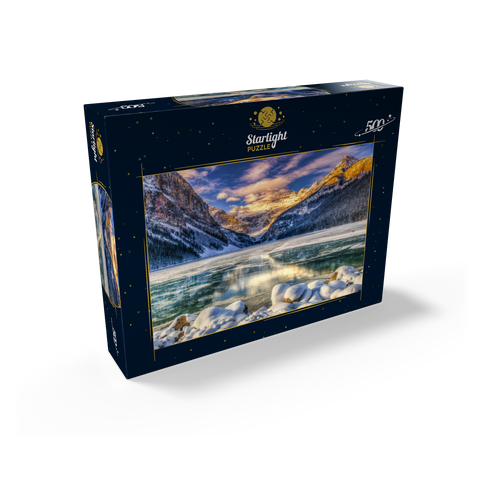 Winter sunrise over picturesque Lago Louse in Banff National Park, Alberta Canada 500 Jigsaw Puzzle box view1