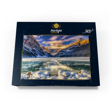 Winter sunrise over picturesque Lago Louse in Banff National Park, Alberta Canada 500 Jigsaw Puzzle box view1