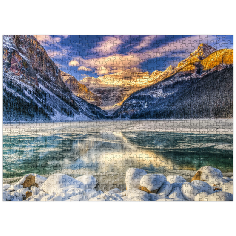 puzzleplate Winter sunrise over picturesque Lago Louse in Banff National Park, Alberta Canada 500 Jigsaw Puzzle