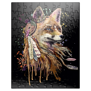 puzzleplate Watercolor fox illustration. print for textiles and t-shirts. totem Native American symbolism. animal pattern and tattoo design. 100 Jigsaw Puzzle
