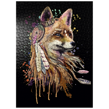 puzzleplate Watercolor fox illustration. print for textiles and t-shirts. totem Native American symbolism. animal pattern and tattoo design. 500 Jigsaw Puzzle