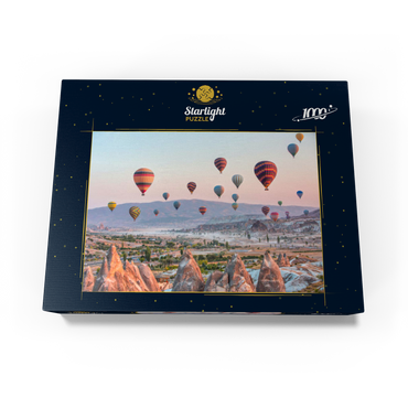 Hot air balloon over rocky landscape in Cappadocia Turkey 1000 Jigsaw Puzzle box view1