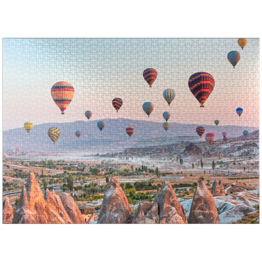 puzzleplate Hot air balloon over rocky landscape in Cappadocia Turkey 1000 Jigsaw Puzzle