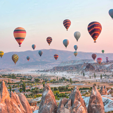 Hot air balloon over rocky landscape in Cappadocia Turkey 100 Jigsaw Puzzle 3D Modell