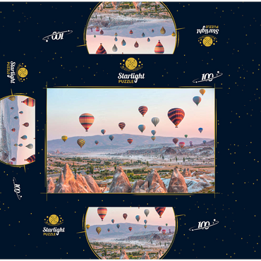 Hot air balloon over rocky landscape in Cappadocia Turkey 100 Jigsaw Puzzle box 3D Modell
