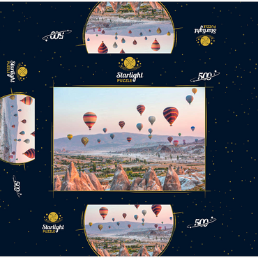 Hot air balloon over rocky landscape in Cappadocia Turkey 500 Jigsaw Puzzle box 3D Modell