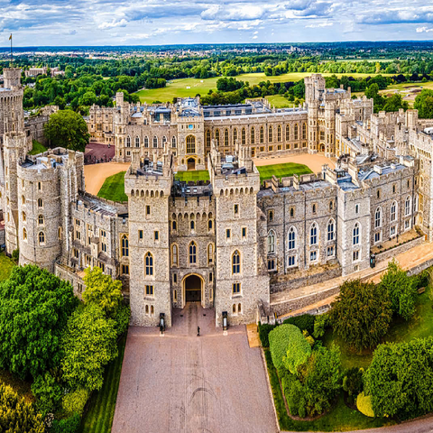 Aerial view of Windsor Castle, royal residence in Windsor in the English county of Berkshire 100 Jigsaw Puzzle 3D Modell