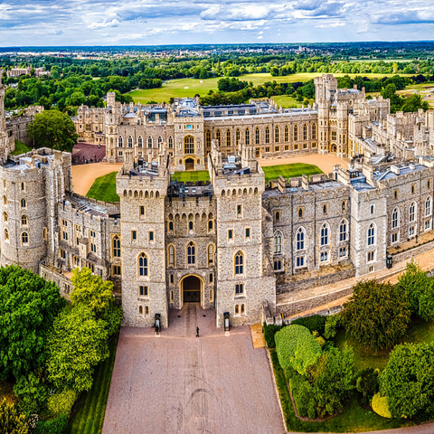 Aerial view of Windsor Castle, royal residence in Windsor in the English county of Berkshire 500 Jigsaw Puzzle 3D Modell